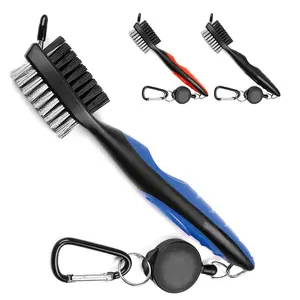 3-Piece Golf Club Brush Set, 2-Foot Extendable Zipper Aluminum Carabiner, Lightweight & Ergonomic, Easy Installation on Golf Bag
