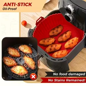 Air Fryer Silicone Baking Pan Foldable Portable Heat Resistant Non Stick Dishwasher Safe Perfect for Cooking Storing Food Microwave Parts