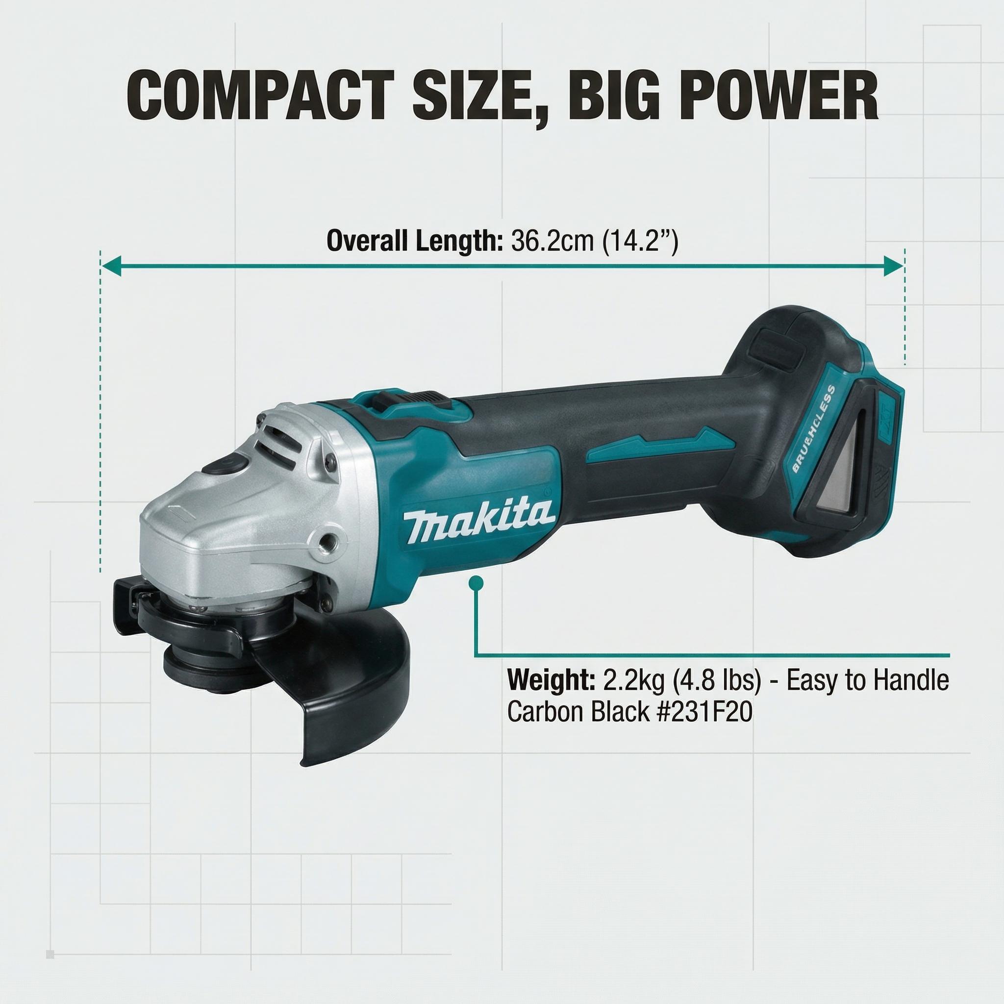 Makita DGA404 18V Cordless Angle Grinder with 125mm Wheel for Cutting and Grinding Tasks