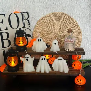 Halloween Ghost Candle Set, Spooky Decorative Candles for Halloween Parties & Home Decoration, Perfect for Haunted House Themes