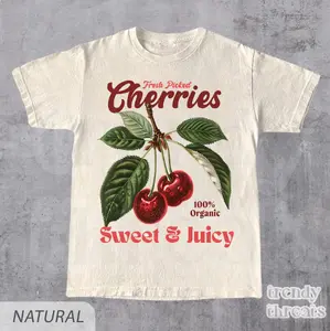Retro Cherries Graphic Shirt – Vintage Cherry T-Shirt, Y2K Style Unisex Cotton Tee, Cool Gift for Him & Her