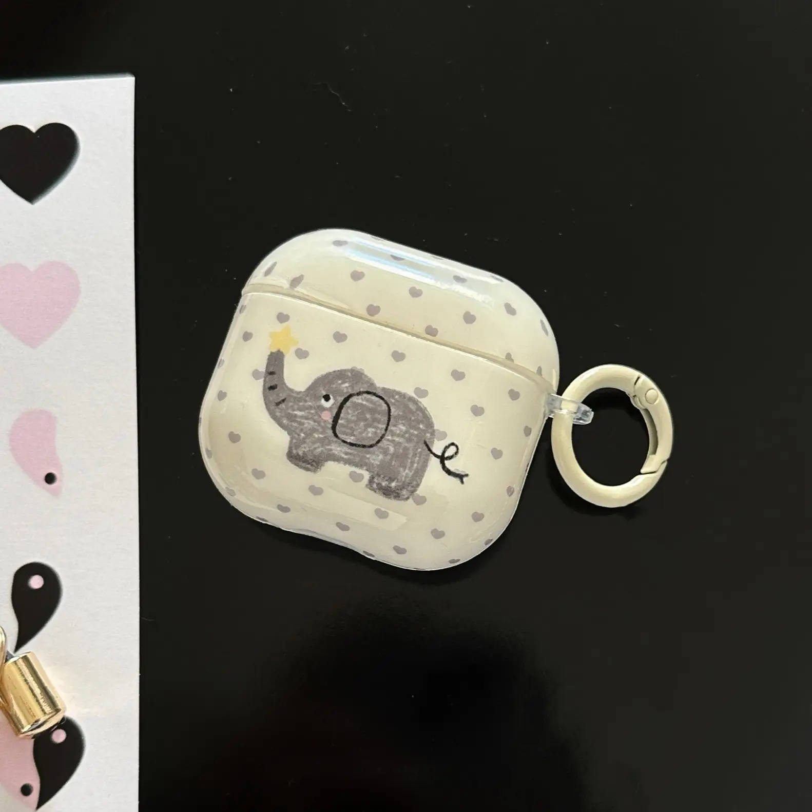 Heart Hand-Drawn Elephant Earphone Case for Apple AirPods Pro 2/pro/AirPods 4/AirPods 3/AirPods 2, Fashion Women's Design