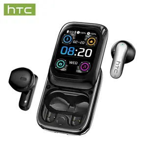 HTC NE48 Slider Earbuds Bluetooth 6.0 Earphones, Multifunctional LED Display Wireless Earphones ,Suitable for Office, Sports, Study and Audio Calls,Built-in Microphone