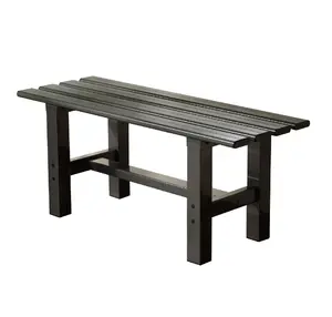 TECSPACE 35 Inches Aluminum Outdoor Weatherproof Bench Backless, 330 LBS Bearing Capacity Garden Porch Bench, Black