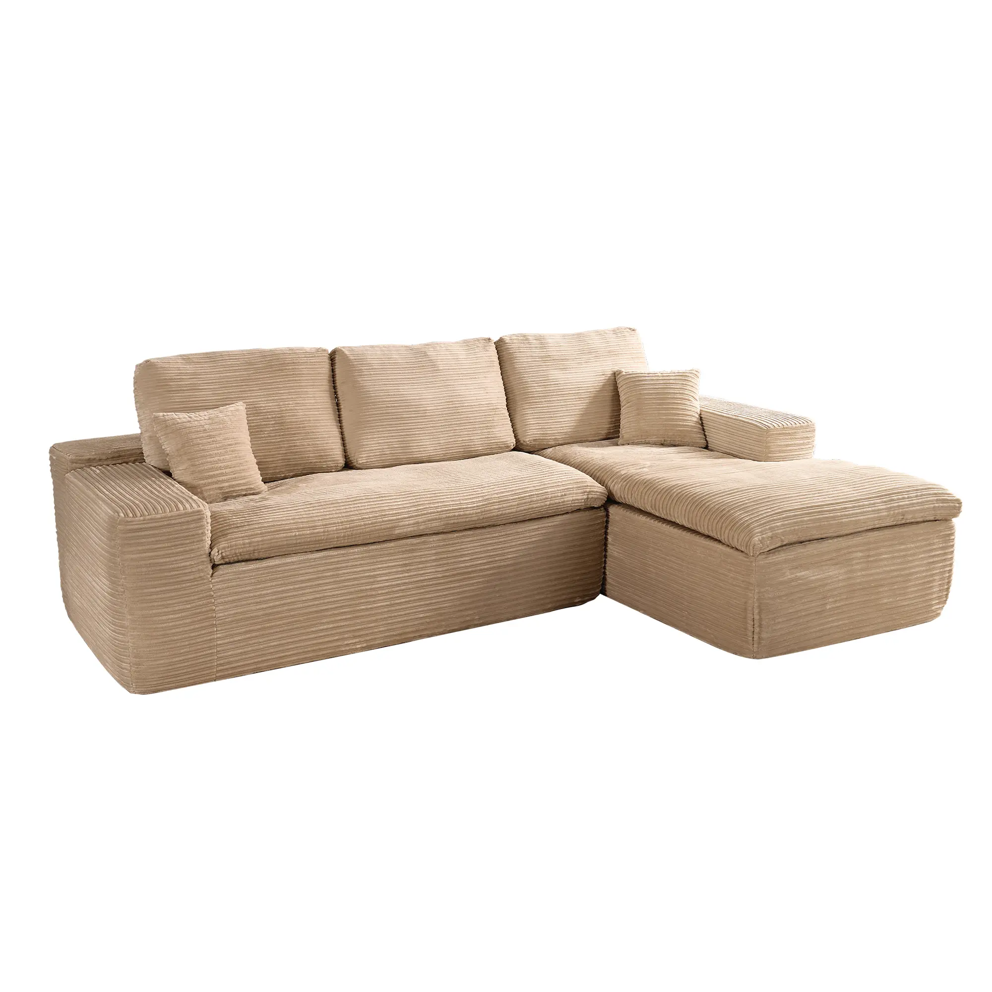 Beige Corduroy Right Chaise