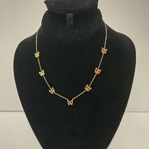 #143. 18K GOLD PLATED DAINTY BUTTERFLY 16"TO 18" CHOKER NECKLACE