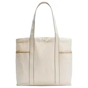 Lululemon Daily 20L Tote Bag – Unisex Nylon Multi-Pocket Shoulder Bag in Cream