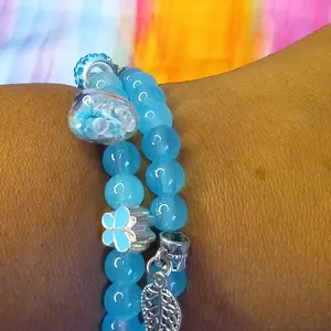 Glow in the dark heart charm bracelet handmade