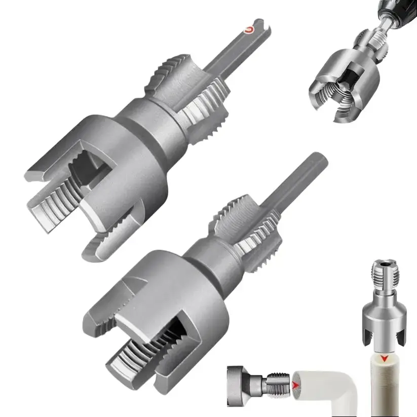 2pcs Integrated Internal & External Pipe Threading Tool PVC Pipe Threader Kit 3/4" & 1/2" Sizes Cutting