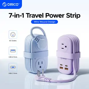 【Live Exclusive】ORICO Multi-Power Travel Power Strip, 15W/20W/65W/100W Output, 2-4 AC Outlets & 3-4 USB Ports with 4FT Short Cord, Compact Cruise-Approved Charging Station for Travel, Hotel & Dorm-AP3