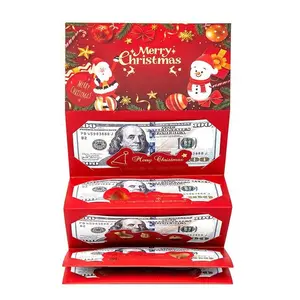 【4 Pack】Christmas Dollar Folding Red Envelopes Gold Stamping Gift Pack with 6Slot DIY Holiday Cash Envelopes for Party Festive Decorations Money Birthday Cards with Envelopes Surprise Birthday Gifts,Christmas Gifts Party Supplies