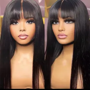 3x1 Lace Middle Part Human Hair Straight Wig With Bangs