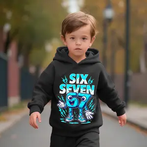 Six Seven 67 Cartoon Print Hoodie Sweatshirt, Autumn And Winter Children's Sports Shirt, Perfect For Boys And Girls For Daily Commuting, School, And Casual Sports Wear. For Holiday Parties, Gatherings, Outdoor Activities, And Travel.