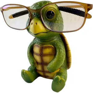 Baby Turtle Eyeglasses Holder Stand – “Shelldon” Funny & Cute Glasses Holder for Desk, Nightstand or Office – Resin Eyewear Organizer for Reading Glasses, Sunglasses & Prescription Frames – Fun Turtle Figurine Decor