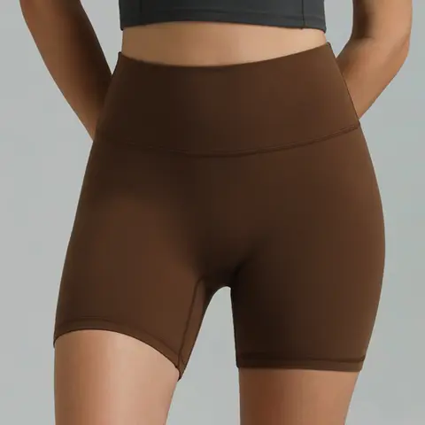 Colorfulkoala Women's High-Waisted 6" Dreamlux No Front Seam Yoga Shorts - Stretch Knit, Compression Stretch, Skinny Workout, Solid Seamless with Inner Pocket, Seamless Cycling, for Yoga & Workouts, Compression Stretch Shorts, Seamless Cycling Shorts