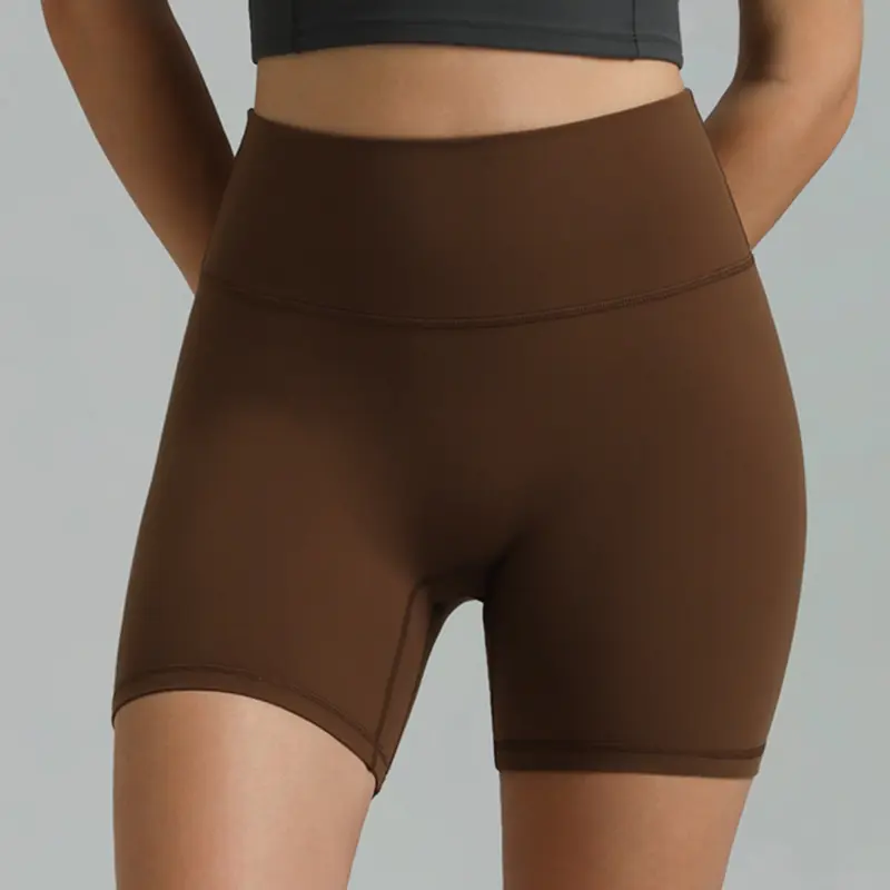 Colorfulkoala Women's High-Waisted 6" Dreamlux No Front Seam Yoga Shorts - Stretch Knit, Compression Stretch, Skinny Workout, Solid Seamless with Inner Pocket, Seamless Cycling, for Yoga & Workouts, Compression Stretch Shorts, Seamless Cycling Shorts