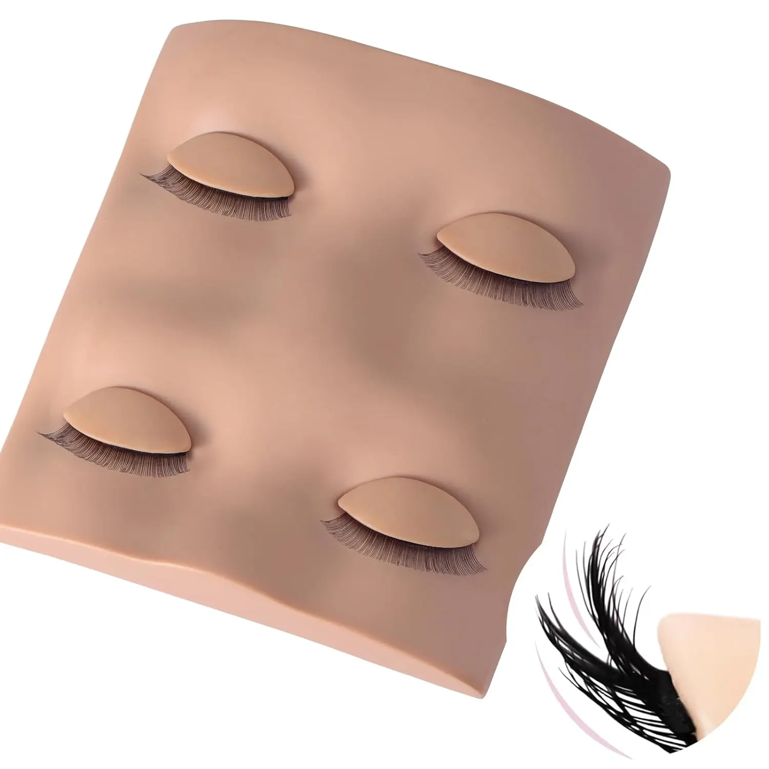 2 Layer Lash Mannequin Head, with 2 Pairs Removable Lash Practice Eyelids, Realistic Eyelash Mannequin Head, Makeup Soft-Touch Rubber Lash Tech Supplies for Practice Training