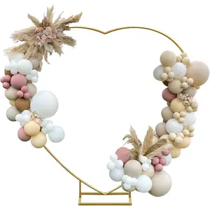 Heart Shape Wedding Arches for Ceremony,6.7ft  Arch Backdrop Stand,Metal Heart Shape Balloon Arch Frame with Base for Wedding Birthday Party Decor