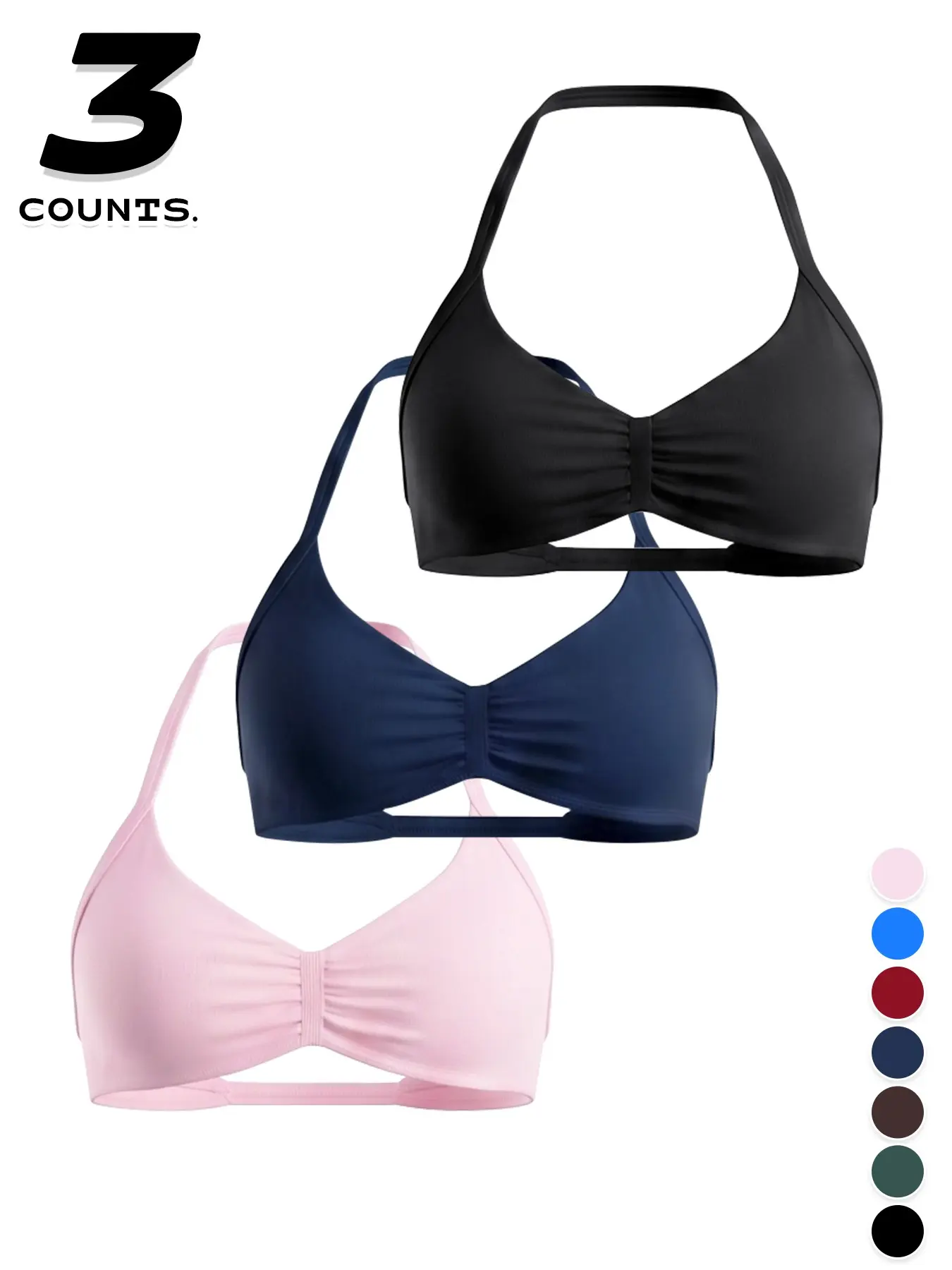 Women's 3-Pack Sports Bras, Lightweight Seamless Design, Comfortable Fit for Workouts and Daily Wear, Active Lifestyle Sport Bra Set