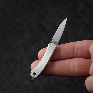 Compact Stainless Steel Folding Knife, Lightweight Portable Outdoor Tool, Box Cutting Keychain, Durable Smooth Metal Finish, Portable Multipurpose Knives