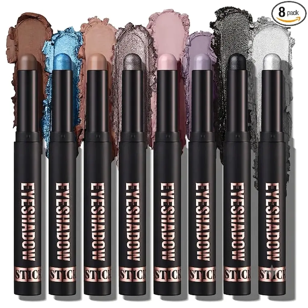8 PCS Pro Kit Eyeshadow Stick Gift Makeup Set,Matte Earth Color+Bright Metal Color Multifunctional Contour Stick,Waterproof & Long-Lasting Eyeshadow