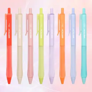 Writech 8-Pack Push-Button Neutral Pens, Fine Tip 0.7mm, Multiple Colors, Soft Grip, No Bleed, Smooth Writing, Ideal for Journaling and Coloring, Aesthetic Pens