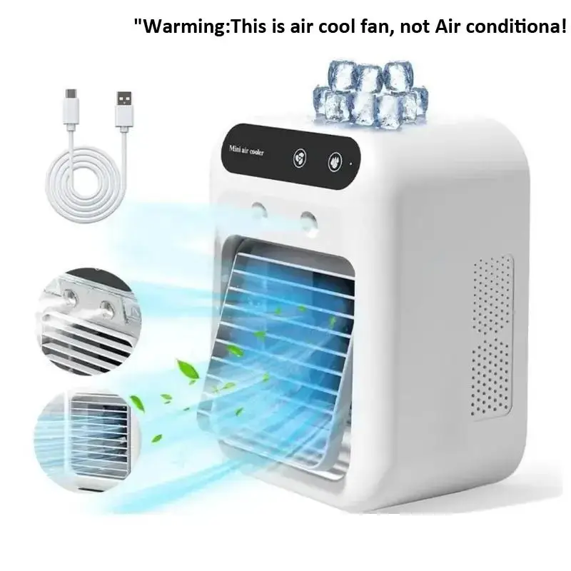 Portable Air Conditioner Fan, Multifunctional Cooling Fan, 3 in 1 Cooling Fan with 2 Spray Speeds, Usb Charging Fan, Personal Evaporative Cooler for B