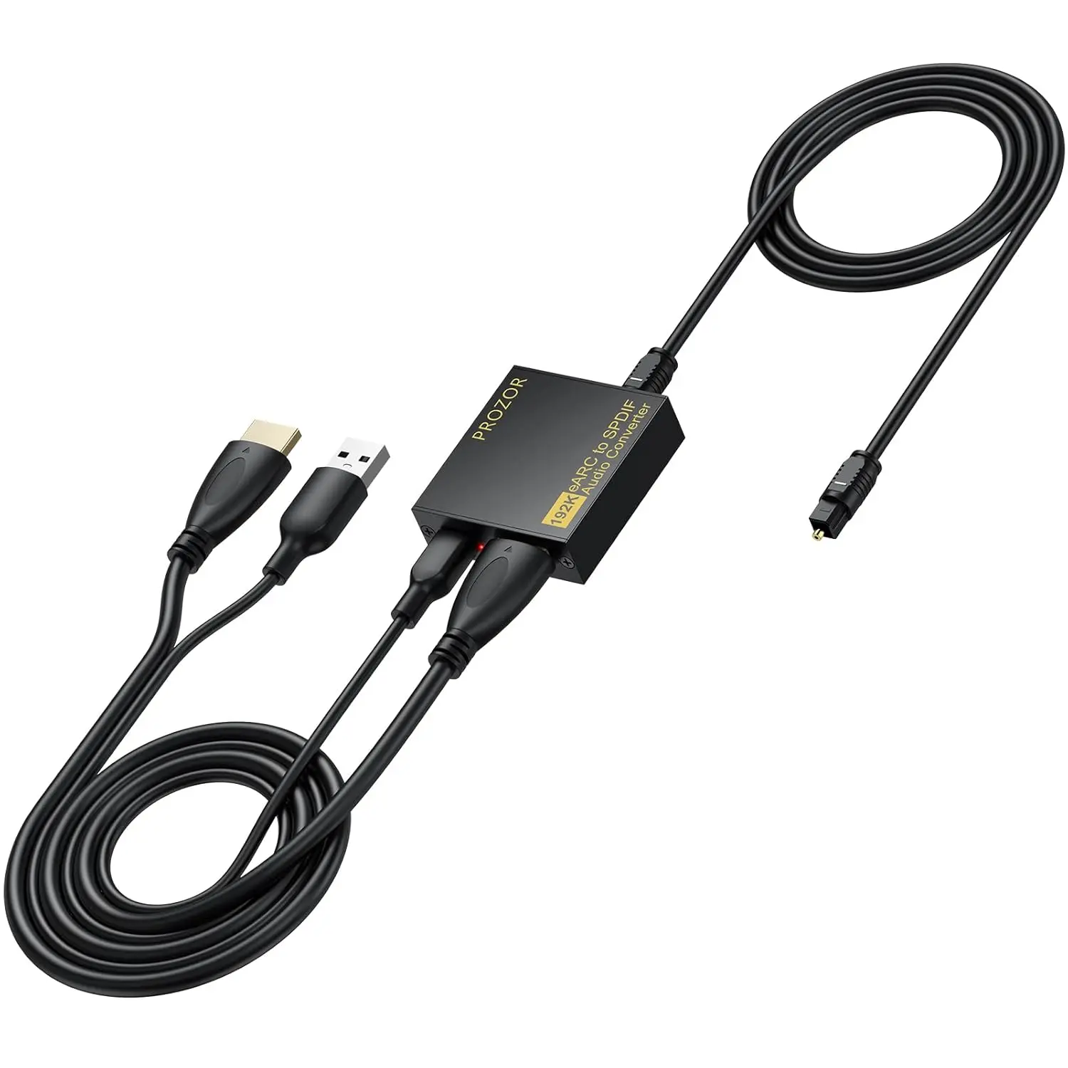 PROZOR eARC/ARC to Optical Audio Extractor, Enhanced eARC Audio Converter Supports Dolby/DTS 5.1, 192KHz HDMI eARC/ARC to Optical Toslink Adapter for TV to Soundbar Amplifier Home Theater 7ft Long