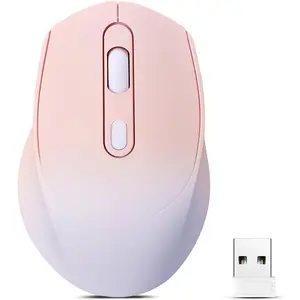 Gradient Color  ,Dual Mode Rechargeable Silent Slim Laptop ,Portable(BT5.2+USB Receiver) Computer Mice,for Laptop,Desktop Computer,ipad Tablet,Phone,(Gradient Pink)