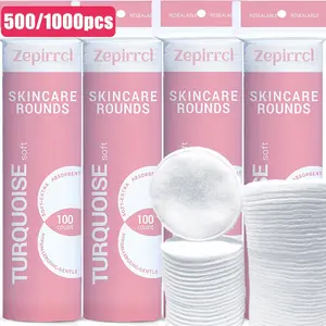 500/1000 pieces, facial cleansing puff makeup pad round makeup remover pad for cleaning skin and removing nail polish, easy to carry for travel, 6*6cm
