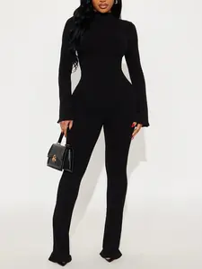 Seraphina Snatched Long Sleeve Jumpsuit - Black