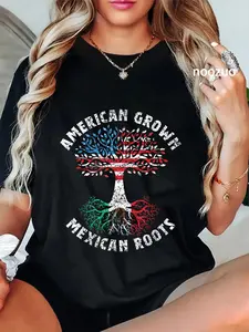 100% Cotton Unisex American Grown Mexican Roots Mexico Country Lover Proud Us T-Shirt