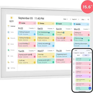 15.6-inch Wall Planner Digital Calendar & Chore Chart, Smart Touchscreen Interactive Display for Family Schedules – Wall Mount Included, Great for Organizing Your 2026 Calendar