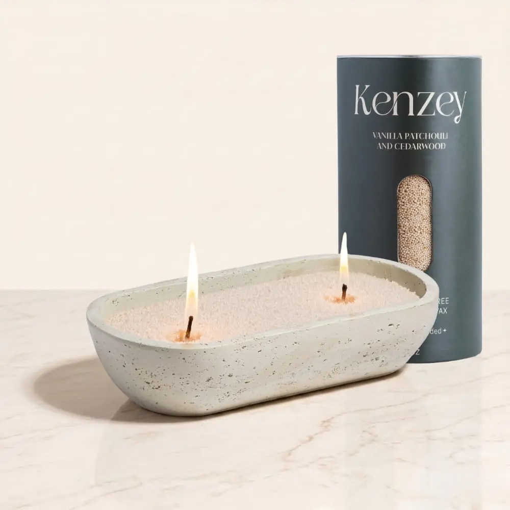Earthy Oval Pearled Candle