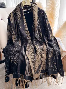 Unisex Leopard & Zebra Print Scarf, Soft Warm Woven Shawl for Fall Winter, Casual Fashion Accessory for Men Women