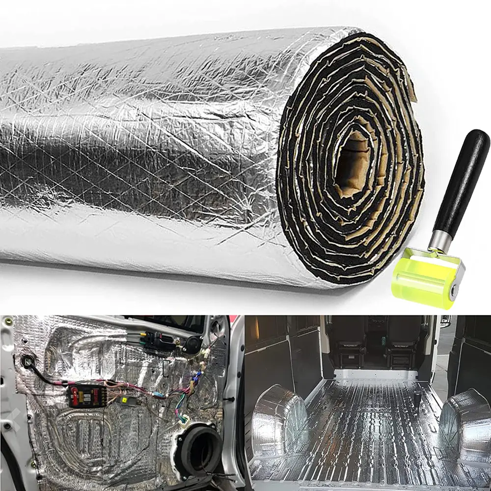394mil 43Sqft Car Sound Deadener Deadening Mat Noise and Heat Shield Insulation Closed Cell PE Foam Vibration Dampening Material for Car Hood Trim Roof Door and Trunk