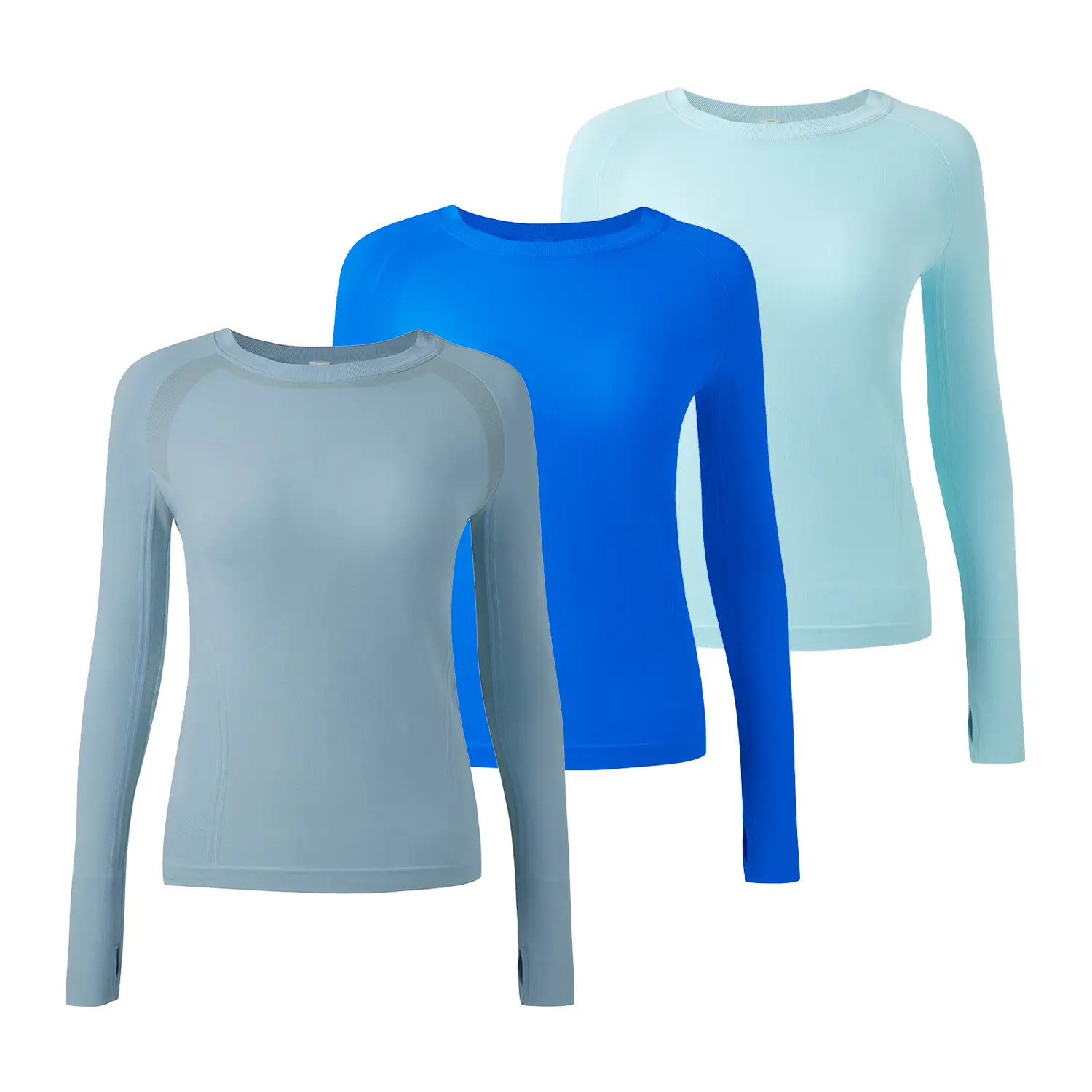 COZYFIT Women's Long Sleeve Compression Shirt, Breathable Slim-Fit Athletic Fitness Clothes for Running, Gym Workout, Sporty Athletic Top