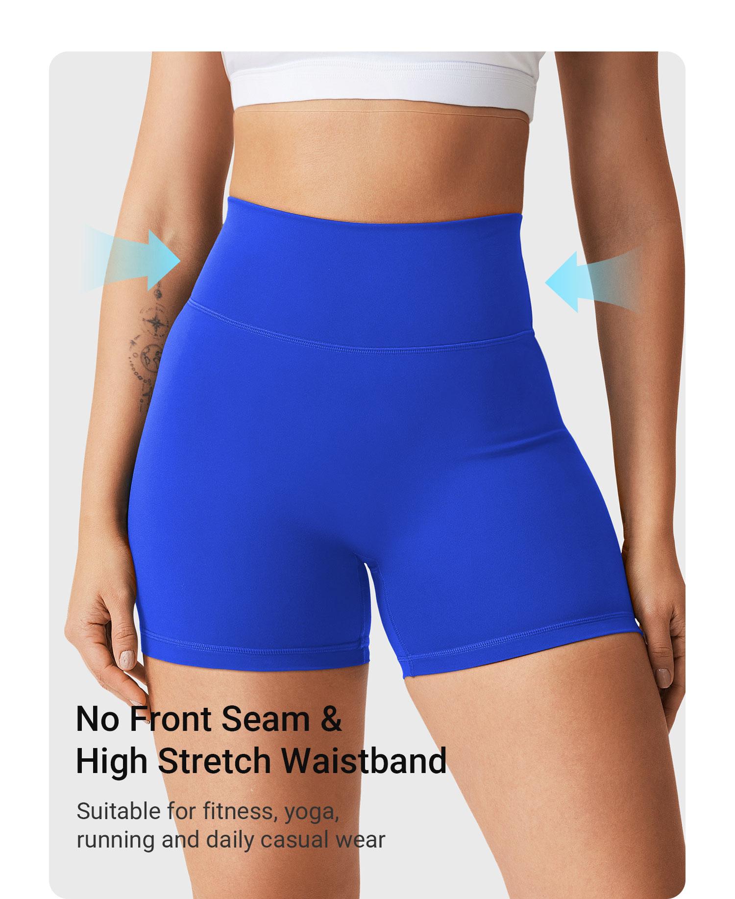 YEOREO Women's Biker Shorts 2.5" /4.5" No Front Seam Elysina High Waist Hidden Scrunch Workout Gym Yoga Running Shorts