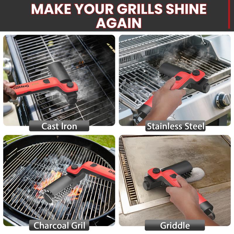 BBQ Grill Brush for Outdoor Grill, Cordless Electric Grill Cleaner, Rechargeable Grill Cleaning Brush,3 Powerful Speed BBQ Grill Brush for Outdoor Grill, 180°Adjustable