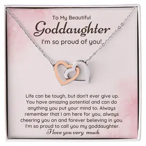 Godmother Goddaughter Gifts Birthday Necklace with Heartfelt Message Card, First Communion, Graduation Present, Meaningful Message for Mother's Day