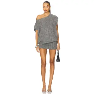 Free People Talia Sweater Mini Dress in Castle Grey Combo