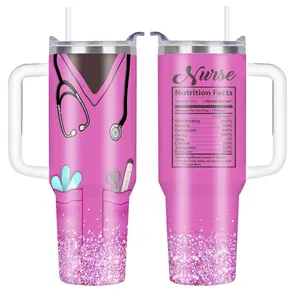 Nurse Practitioner Gift for Women, Nurse Appreciation Gifts, Double Wall Insulated Stainless Steel Tumbler with Lid and Handle, Reusable Thermos Cup, Coffee Travel Mug, Drinkware, Water Bottles