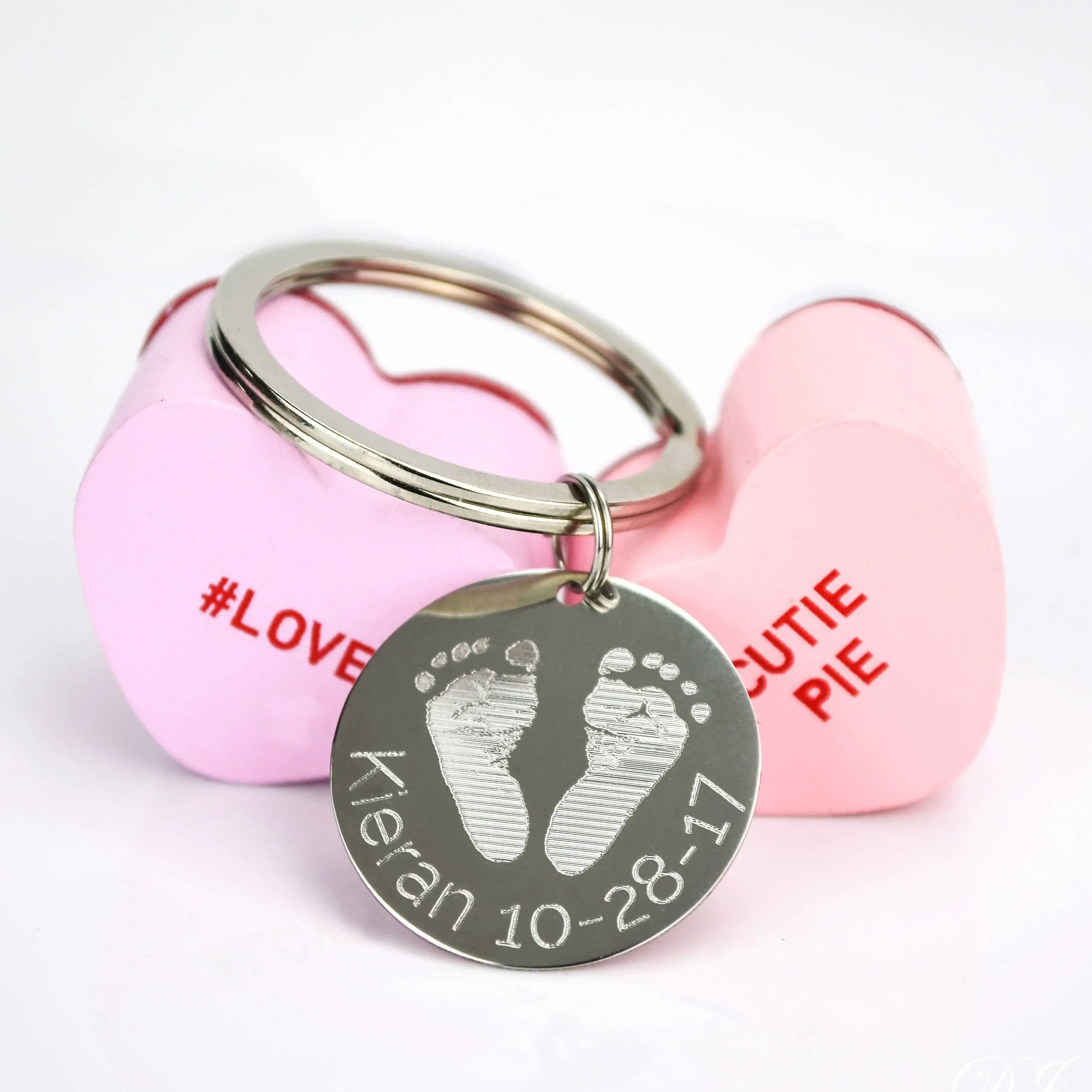 Actual Baby's Hand or Footprint Keychain, Personalized New Parent Gift, Father's Day Gift for Dad, Custom Photo Stainless Mirror Finish Keychain