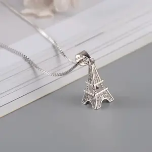 925 Sterling Silver Eiffel Tower Necklace – Elegant Paris-Inspired Jewelry for Women