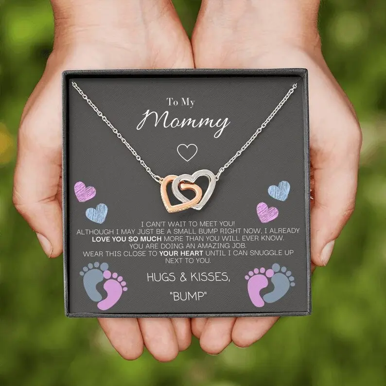 First Time Pregnancy Gift For New Mother, From Baby To Mother Gift, Necklace With Message Card For Mother To Be, Push Present