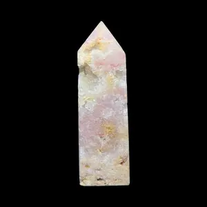 Pink Amethyst and Flower Agate Tower approximately 5.5 “ tall