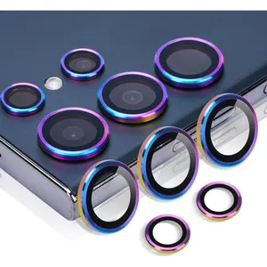 Camera Lens Protector for Samsung Galaxy S23 Ultra, Aluminum Alloy Ring Tempered Glass Lens Protector Anti Scratch Decorative Camera Cover Fits for Samsung Galaxy S23 Ultra Red
