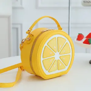 Cute Lemon Shaped Sequined Crossbody Bag, Trendy Y2K Street Style Shoulder Purse, Versatile PU Zipper Tote Handbag for Women Summer Party & Daily Use