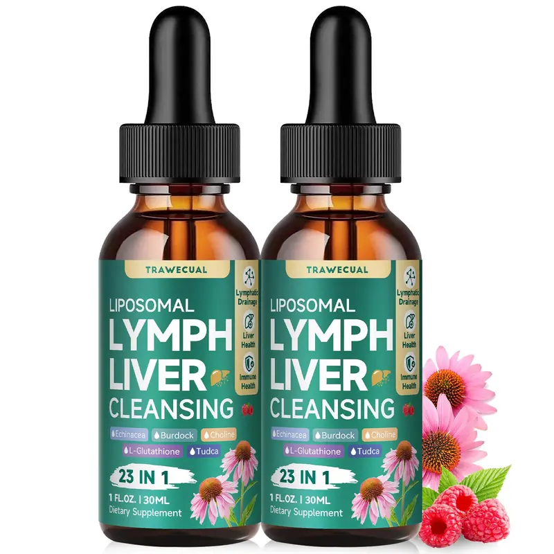 Natural Lymphatic Drainage Drops - Alcohol-Free Liposomal Herbal Supplement Blend with Burdock & Dandelion, Prop 65 Safe Detox Liquid Supplement for Adults, 2-Month Supply to Support Immune System