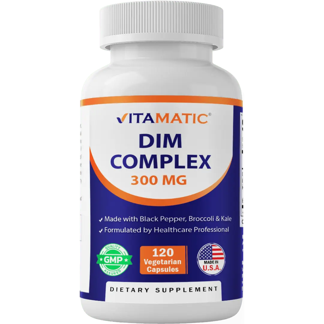 Vitamatic DIM Supplement Complex 300mg for Women & Men 120 Veg Capsules with Black Pepper Broccoli & Kale Made in USA Optimum Health, Capsules Vitamins Supplements, Vegetarian Vitamins Supplements